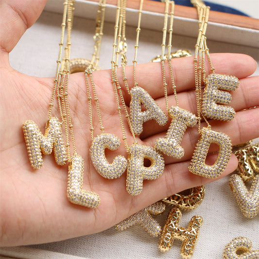 Bubble Letter Charm Necklace